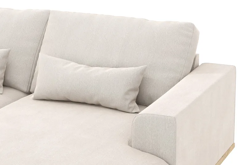Copenhagen 5-seters Venstrevendt U-formet Sofa med Divan og Sjeselong i Fløyel - Kremhvit - Møbler - Sofaer - U-sofa