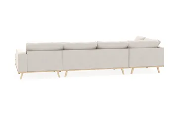 Copenhagen 5-seters Venstrevendt U-formet Sofa med Divan og Sjeselong i Fløyel - Kremhvit - Møbler - Sofaer - U-sofa