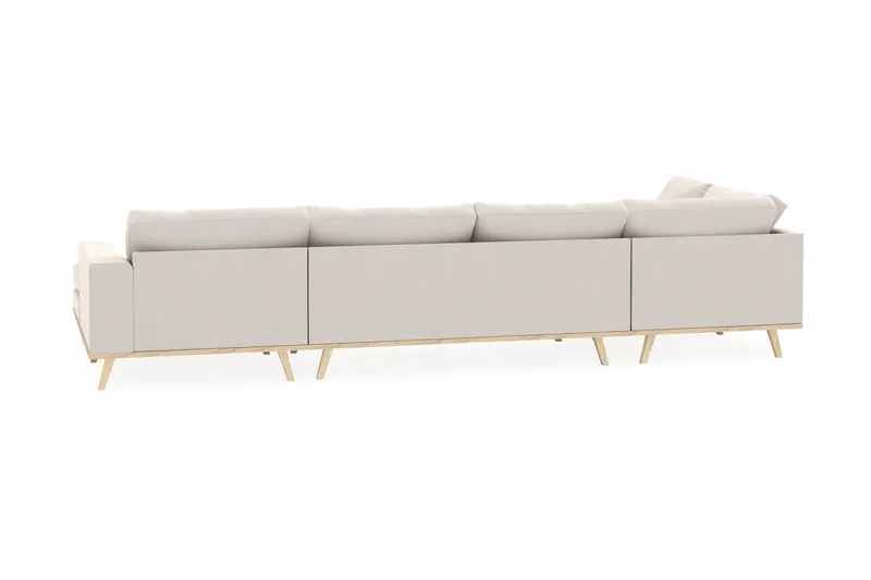 Copenhagen 5-seters Venstrevendt U-formet Sofa med Divan og Sjeselong i Fløyel - Kremhvit - Møbler - Sofaer - U-sofa