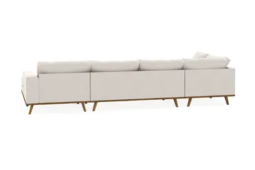 Copenhagen 5-seters Venstrevendt U-formet Sofa med Divan og Sjeselong i Fløyel - Kremhvit - Møbler - Sofaer - U-sofa
