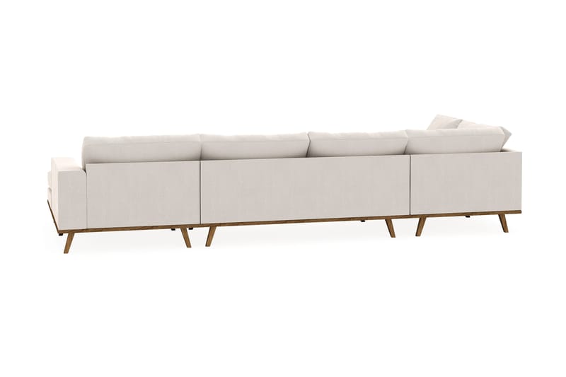 Copenhagen 5-seters Venstrevendt U-formet Sofa med Divan og Sjeselong i Fløyel - Kremhvit - Møbler - Sofaer - U-sofa