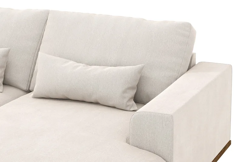 Copenhagen 5-seters Venstrevendt U-formet Sofa med Divan og Sjeselong i Fløyel - Kremhvit - Møbler - Sofaer - U-sofa