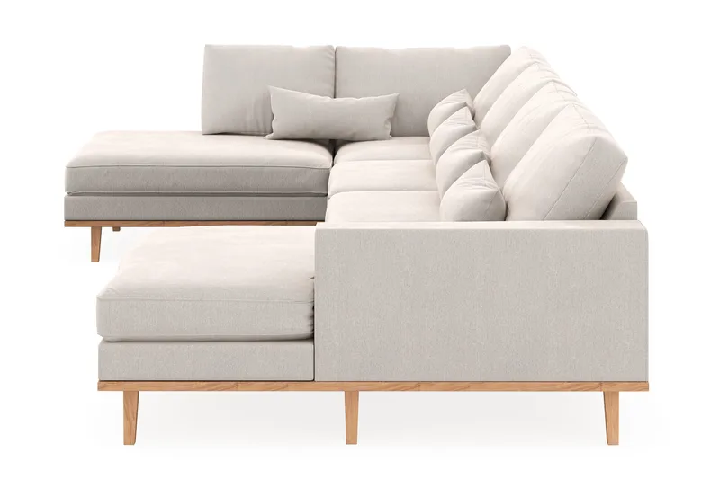 Copenhagen 5-seters Venstrevendt U-formet Sofa med Divan og Sjeselong i Fløyel - Kremhvit - Møbler - Sofaer - U-sofa