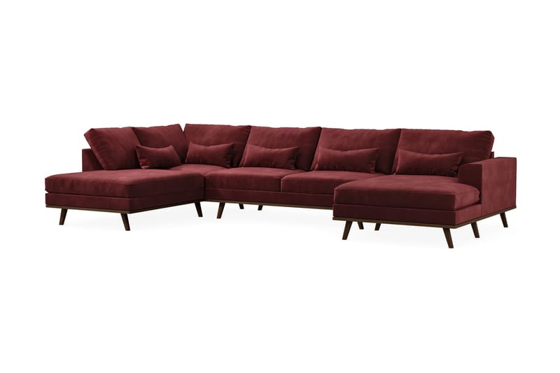 Copenhagen 5-seters Venstrevendt U-formet Sofa med Divan og Sjeselong i Fløyel - Lilla - Møbler - Sofaer - U-sofa