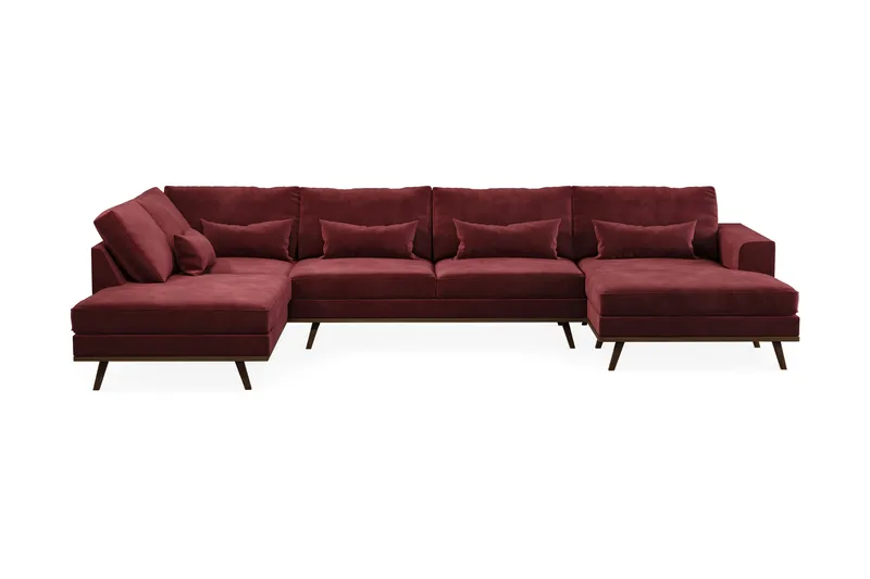 Copenhagen 5-seters Venstrevendt U-formet Sofa med Divan og Sjeselong i Fløyel, Lilla