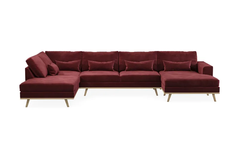 Copenhagen 5-seters Venstrevendt U-formet Sofa med Divan og Sjeselong i Fløyel - Lilla - Møbler - Sofaer - U-sofa