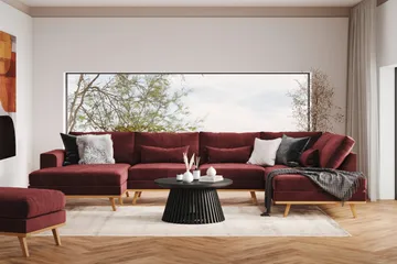 Copenhagen 5-seters Venstrevendt U-formet Sofa med Divan og Sjeselong i Fløyel - Lilla - Møbler - Sofaer - U-sofa