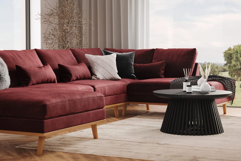 Copenhagen 5-seters Venstrevendt U-formet Sofa med Divan og Sjeselong i Fløyel - Lilla - Møbler - Sofaer - U-sofa