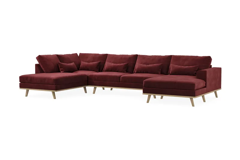 Copenhagen 5-seters Venstrevendt U-formet Sofa med Divan og Sjeselong i Fløyel - Lilla - Møbler - Sofaer - U-sofa