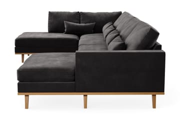 Copenhagen 5-seters Venstrevendt U-formet Sofa med Divan og Sjeselong i Fløyel - Mørk grå - Møbler - Sofaer - U-sofa
