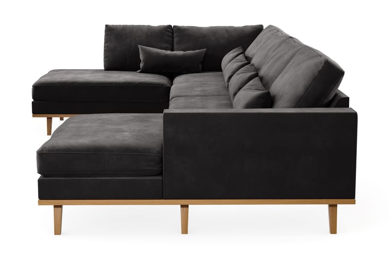 Copenhagen 5-seters Venstrevendt U-formet Sofa med Divan og Sjeselong i Fløyel - Mørk grå - Møbler - Sofaer - U-sofa