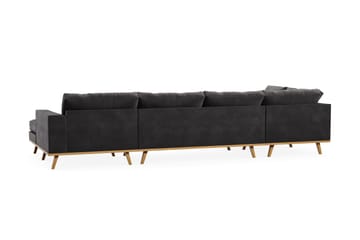Copenhagen 5-seters Venstrevendt U-formet Sofa med Divan og Sjeselong i Fløyel - Mørk grå - Møbler - Sofaer - U-sofa
