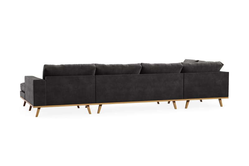 Copenhagen 5-seters Venstrevendt U-formet Sofa med Divan og Sjeselong i Fløyel - Mørk grå - Møbler - Sofaer - U-sofa