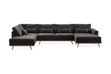 Copenhagen 5-seters Venstrevendt U-formet Sofa med Divan og Sjeselong i Fløyel - Mørk grå - Møbler - Sofaer - U-sofa
