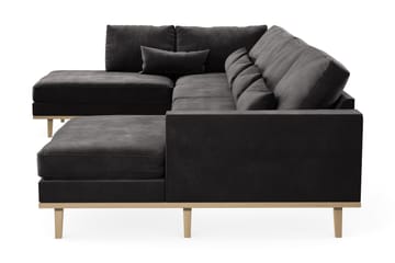 Copenhagen 5-seters Venstrevendt U-formet Sofa med Divan og Sjeselong i Fløyel - Mørk grå - Møbler - Sofaer - U-sofa