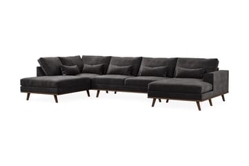 Copenhagen 5-seters Venstrevendt U-formet Sofa med Divan og Sjeselong i Fløyel - Mørk grå - Møbler - Sofaer - U-sofa