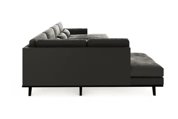 Copenhagen 5-seters Venstrevendt U-formet Sofa med Divan og Sjeselong i Fløyel - Mørk grå - Møbler - Sofaer - U-sofa