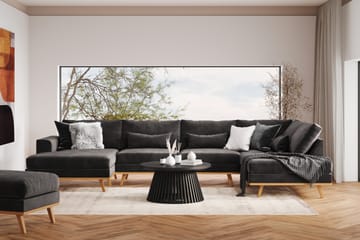 Copenhagen 5-seters Venstrevendt U-formet Sofa med Divan og Sjeselong i Fløyel - Mørk grå - Møbler - Sofaer - U-sofa