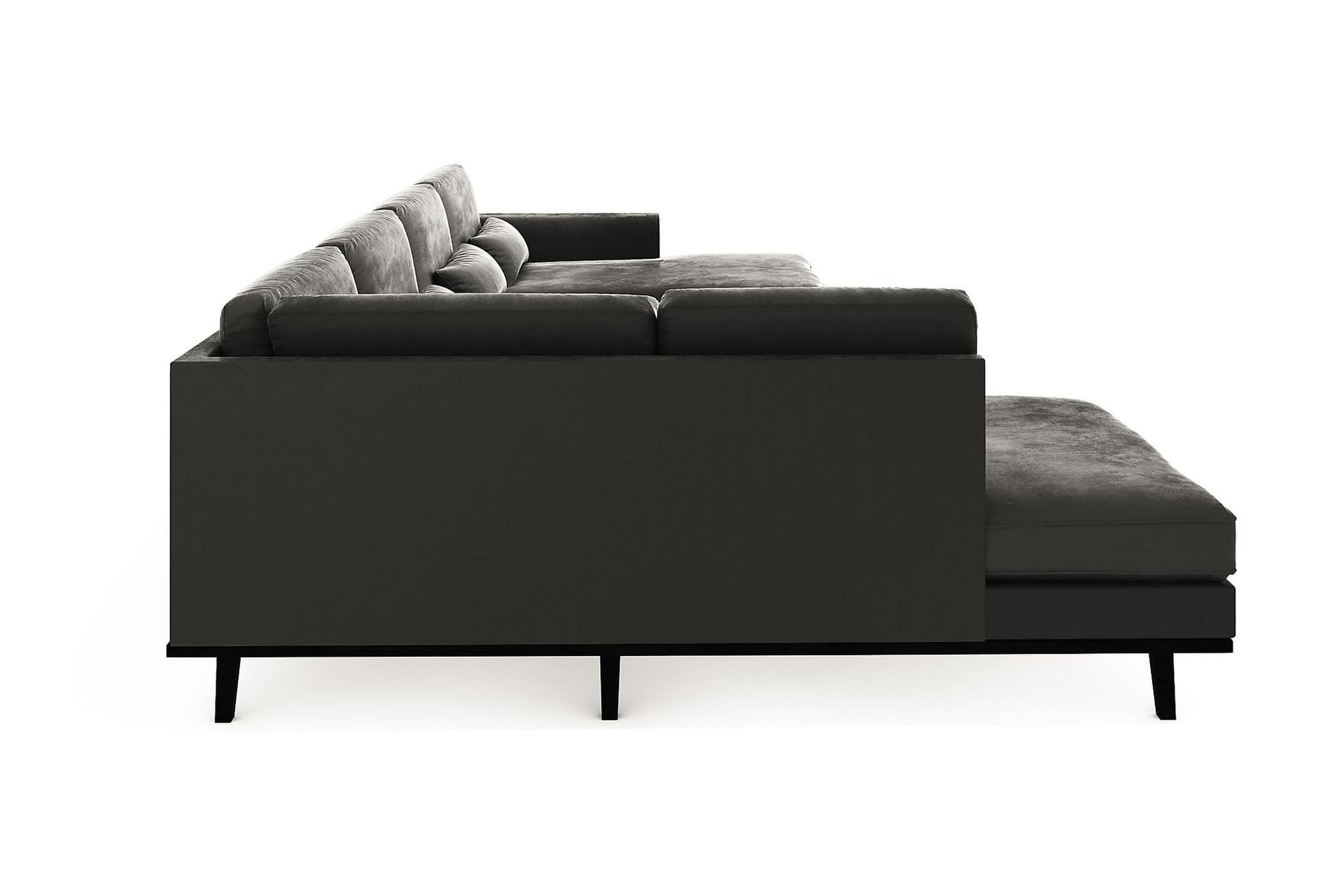 Copenhagen 5-seters Venstrevendt U-formet Sofa med Divan og Sjeselong i Fløyel - Mørk grå - Møbler - Sofaer - U-sofa