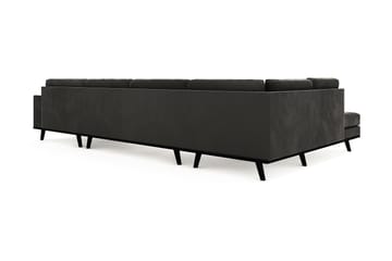 Copenhagen 5-seters Venstrevendt U-formet Sofa med Divan og Sjeselong i Fløyel - Mørk grå - Møbler - Sofaer - U-sofa