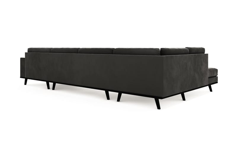 Copenhagen 5-seters Venstrevendt U-formet Sofa med Divan og Sjeselong i Fløyel - Mørk grå - Møbler - Sofaer - U-sofa