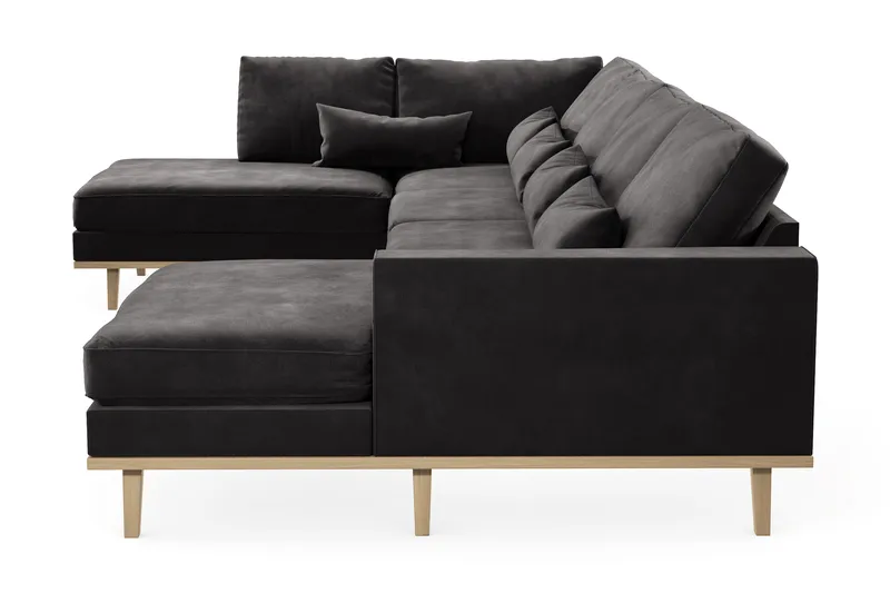 Copenhagen 5-seters Venstrevendt U-formet Sofa med Divan og Sjeselong i Fløyel - Mørk grå - Møbler - Sofaer - U-sofa