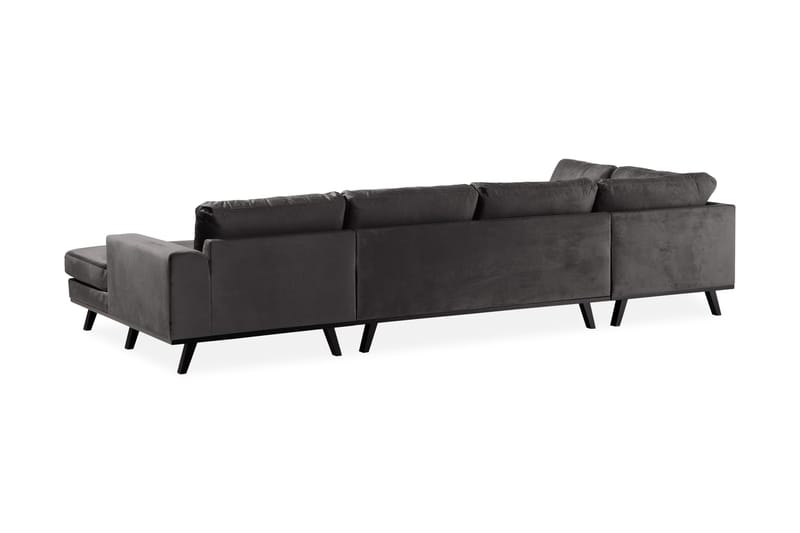 Copenhagen 5-seters Venstrevendt U-formet Sofa med Divan og Sjeselong i Fløyel - Mørk grå - Møbler - Sofaer - U-sofa