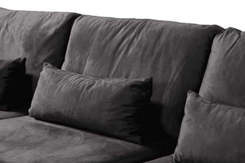 Copenhagen 5-seters Venstrevendt U-formet Sofa med Divan og Sjeselong i Fløyel - Mørk grå - Møbler - Sofaer - U-sofa