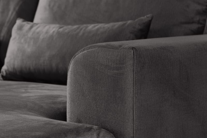 Copenhagen 5-seters Venstrevendt U-formet Sofa med Divan og Sjeselong i Fløyel - Mørk grå - Møbler - Sofaer - U-sofa