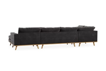 Copenhagen 5-seters Venstrevendt U-formet Sofa med Divan og Sjeselong i Fløyel - Mørk grå - Møbler - Sofaer - U-sofa