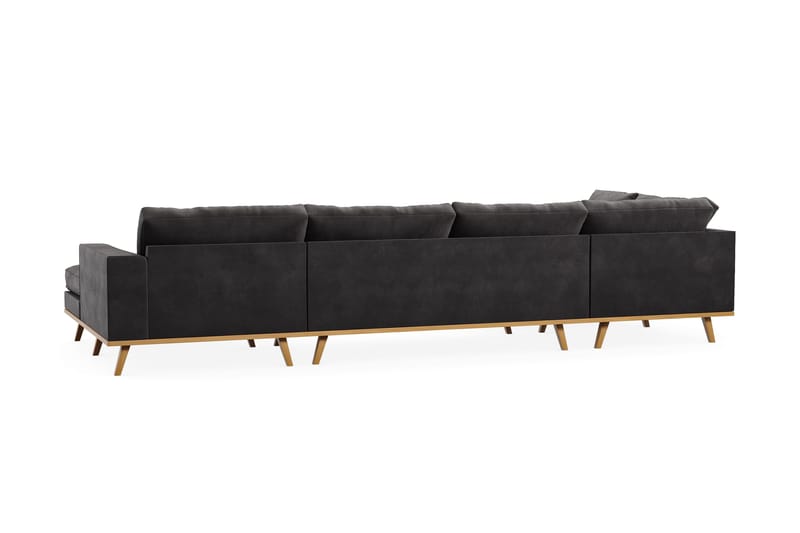 Copenhagen 5-seters Venstrevendt U-formet Sofa med Divan og Sjeselong i Fløyel - Mørk grå - Møbler - Sofaer - U-sofa