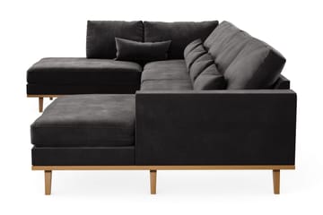 Copenhagen 5-seters Venstrevendt U-formet Sofa med Divan og Sjeselong i Fløyel - Mørk grå - Møbler - Sofaer - U-sofa