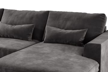 Copenhagen 5-seters Venstrevendt U-formet Sofa med Divan og Sjeselong i Fløyel - Mørk grå - Møbler - Sofaer - U-sofa