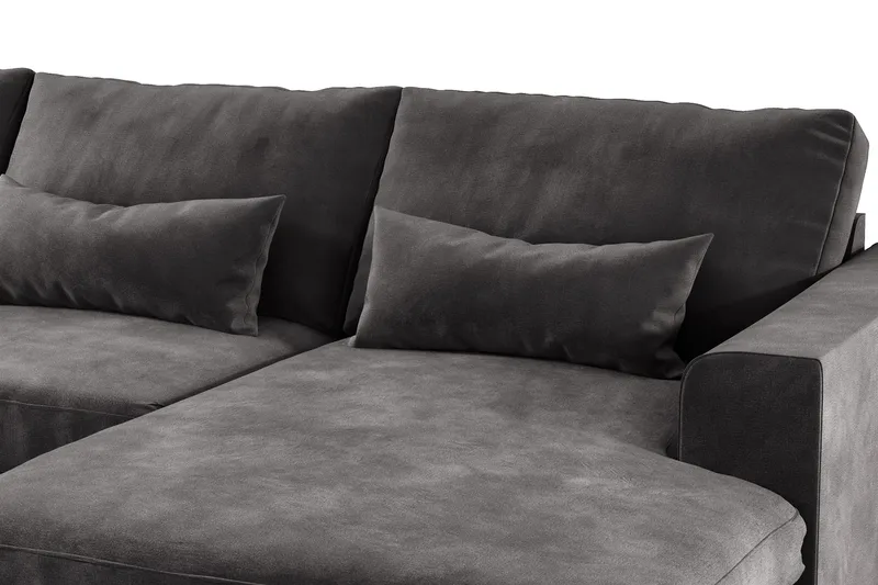 Copenhagen 5-seters Venstrevendt U-formet Sofa med Divan og Sjeselong i Fløyel - Mørk grå - Møbler - Sofaer - U-sofa