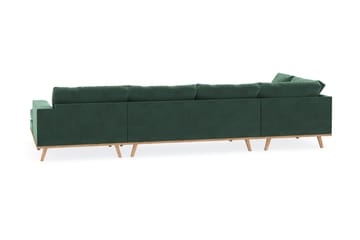 Copenhagen 5-seters Venstrevendt U-formet Sofa med Divan og Sjeselong i Fløyel - Mørk grønn - Møbler - Sofaer - U-sofa