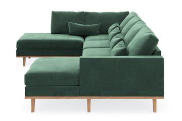 Copenhagen 5-seters Venstrevendt U-formet Sofa med Divan og Sjeselong i Fløyel - Mørk grønn - Møbler - Sofaer - U-sofa