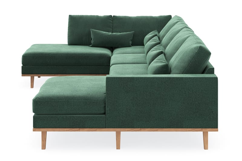 Copenhagen 5-seters Venstrevendt U-formet Sofa med Divan og Sjeselong i Fløyel - Mørk grønn - Møbler - Sofaer - U-sofa