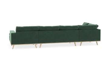 Copenhagen 5-seters Venstrevendt U-formet Sofa med Divan og Sjeselong i Fløyel - Mørk grønn - Møbler - Sofaer - U-sofa