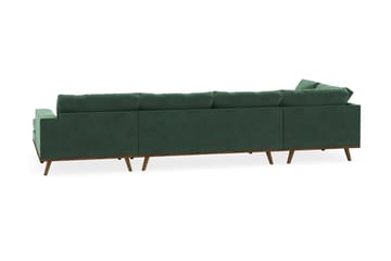 Copenhagen 5-seters Venstrevendt U-formet Sofa med Divan og Sjeselong i Fløyel - Mørk grønn - Møbler - Sofaer - U-sofa