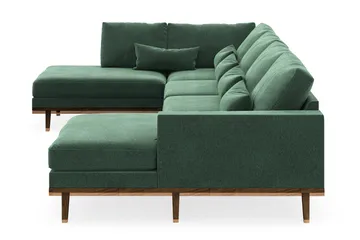 Copenhagen 5-seters Venstrevendt U-formet Sofa med Divan og Sjeselong i Fløyel - Mørk grønn - Møbler - Sofaer - U-sofa
