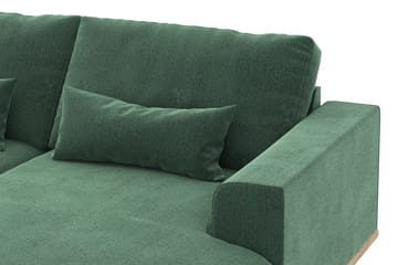 Copenhagen 5-seters Venstrevendt U-formet Sofa med Divan og Sjeselong i Fløyel - Mørk grønn - Møbler - Sofaer - U-sofa