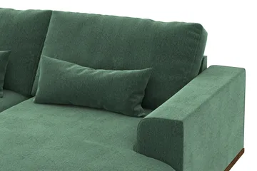 Copenhagen 5-seters Venstrevendt U-formet Sofa med Divan og Sjeselong i Fløyel - Mørk grønn - Møbler - Sofaer - U-sofa