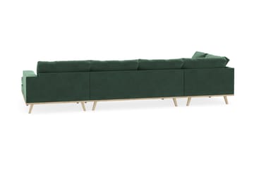 Copenhagen 5-seters Venstrevendt U-formet Sofa med Divan og Sjeselong i Fløyel - Mørk grønn - Møbler - Sofaer - U-sofa