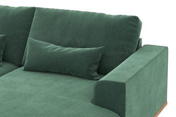 Copenhagen 5-seters Venstrevendt U-formet Sofa med Divan og Sjeselong i Fløyel - Mørk grønn - Møbler - Sofaer - U-sofa