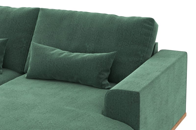 Copenhagen 5-seters Venstrevendt U-formet Sofa med Divan og Sjeselong i Fløyel - Mørk grønn - Møbler - Sofaer - U-sofa