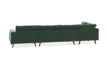 Copenhagen 5-seters Venstrevendt U-formet Sofa med Divan og Sjeselong i Fløyel - Mørk grønn - Møbler - Sofaer - U-sofa