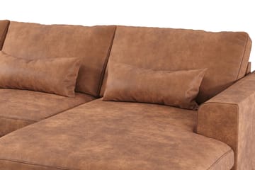 Copenhagen 5-seters Venstrevendt U-formet Sofa med Divan og Sjeselong i Kunstlær - Brun - Møbler - Sofaer - U-sofa