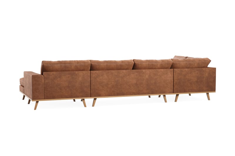 Copenhagen 5-seters Venstrevendt U-formet Sofa med Divan og Sjeselong i Kunstlær - Brun - Møbler - Sofaer - U-sofa