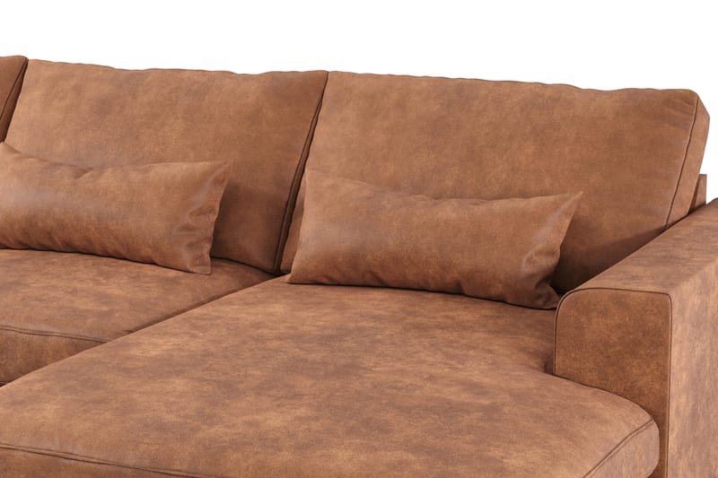 Copenhagen 5-seters Venstrevendt U-formet Sofa med Divan og Sjeselong i Kunstlær - Brun - Møbler - Sofaer - U-sofa