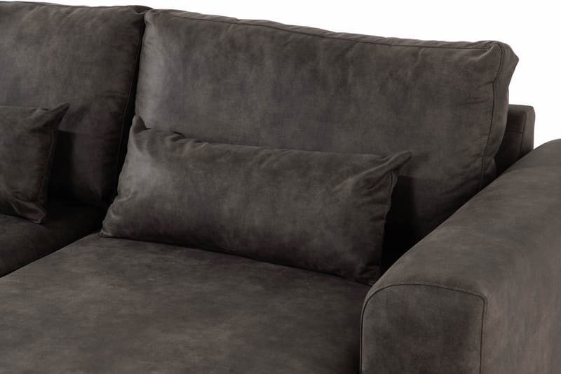 Copenhagen 5-seters Venstrevendt U-formet Sofa med Divan og Sjeselong i Kunstlær - Mørk grå - Møbler - Sofaer - U-sofa